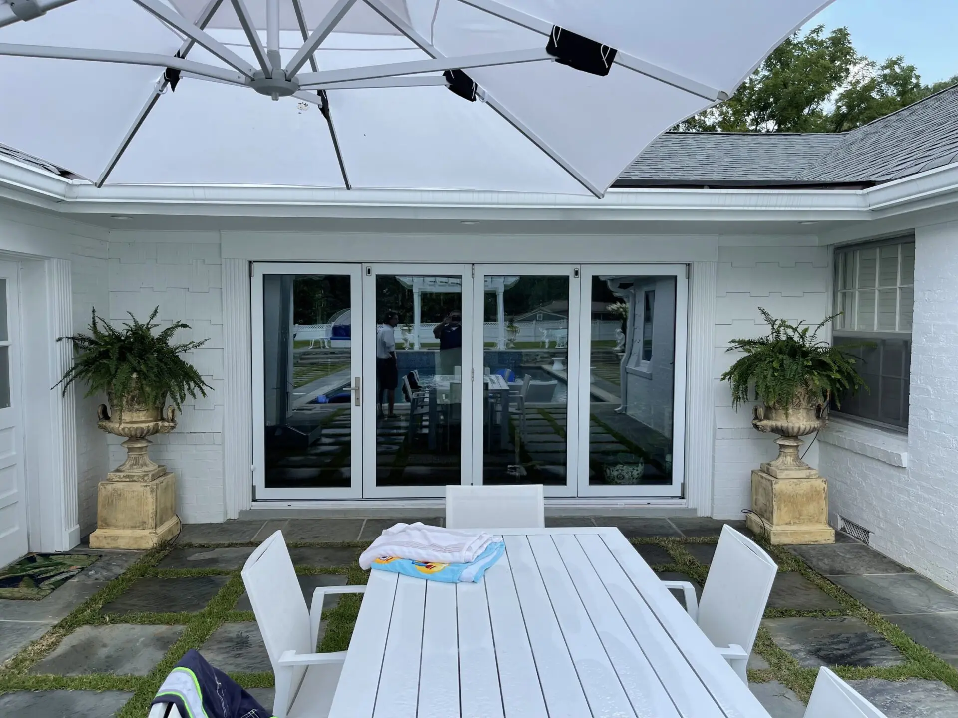 back door and windows leading to patio
