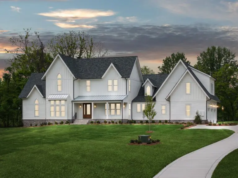 new construction windows on a white farmhouse style home