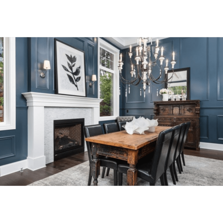 Blue Walls and Trim Dining Room